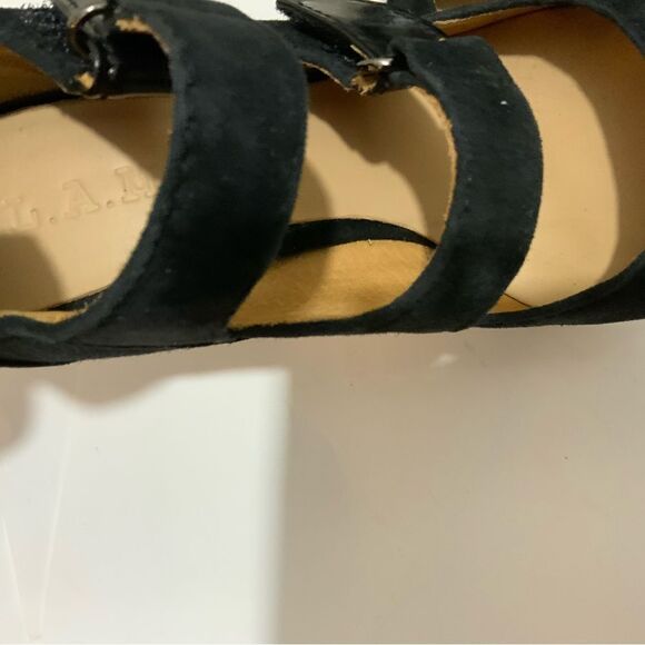 New L.A.M.B Heels Platform Strappy Buckles Suede Black Gwen Stefani New - Picture 15 of 15